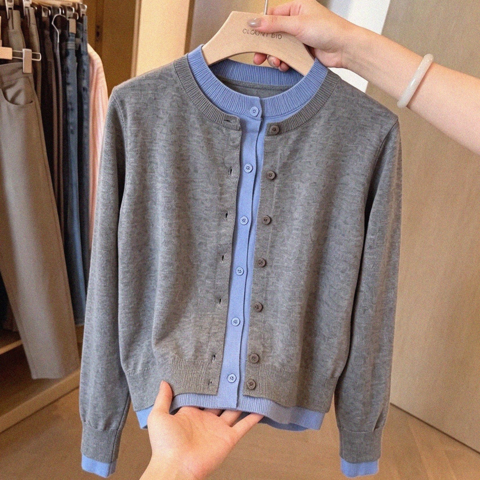 2026 New Faux Two-Piece Knit Top for Women Early Autumn Winter Stylish Unique Cardigan Sweater Outerwear - Image 5