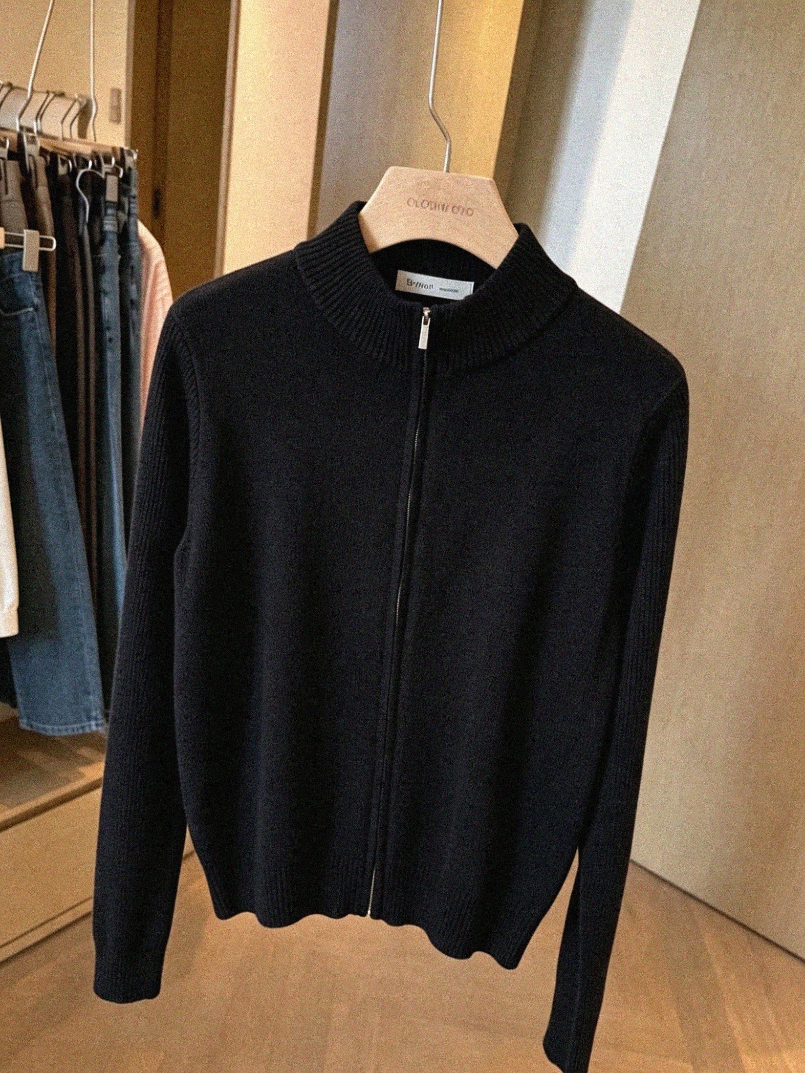 Women's Solid Knit Cardigan Zip-Up Sweater Top - Image 2