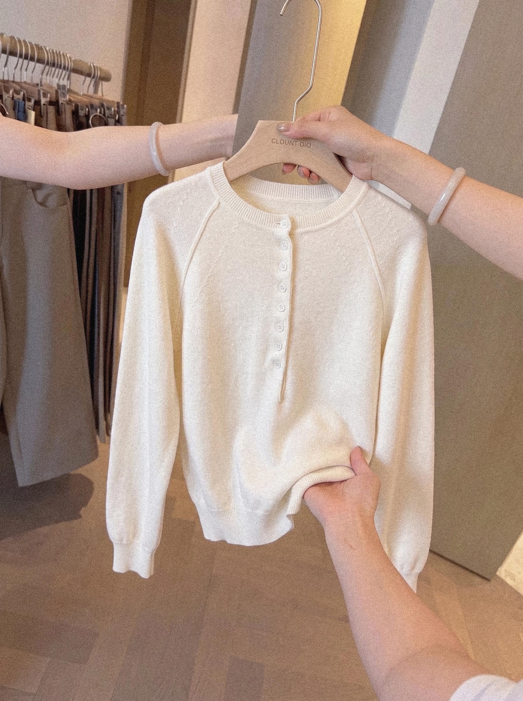 Women's Casual Knit Half-Open Collar Top in Off-White - Image 2