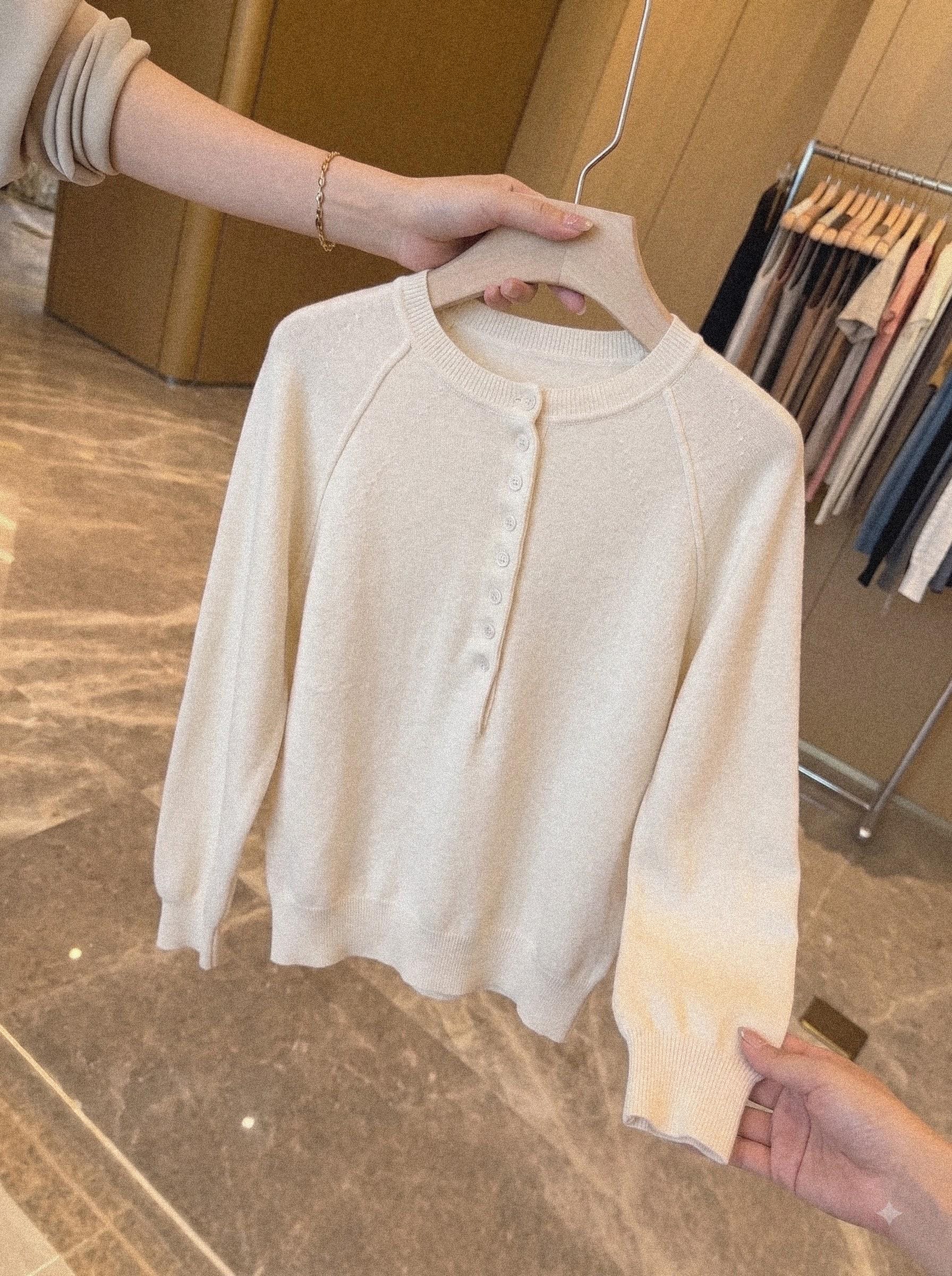 Women's Casual Knit Half-Open Collar Top in Off-White - Image 4