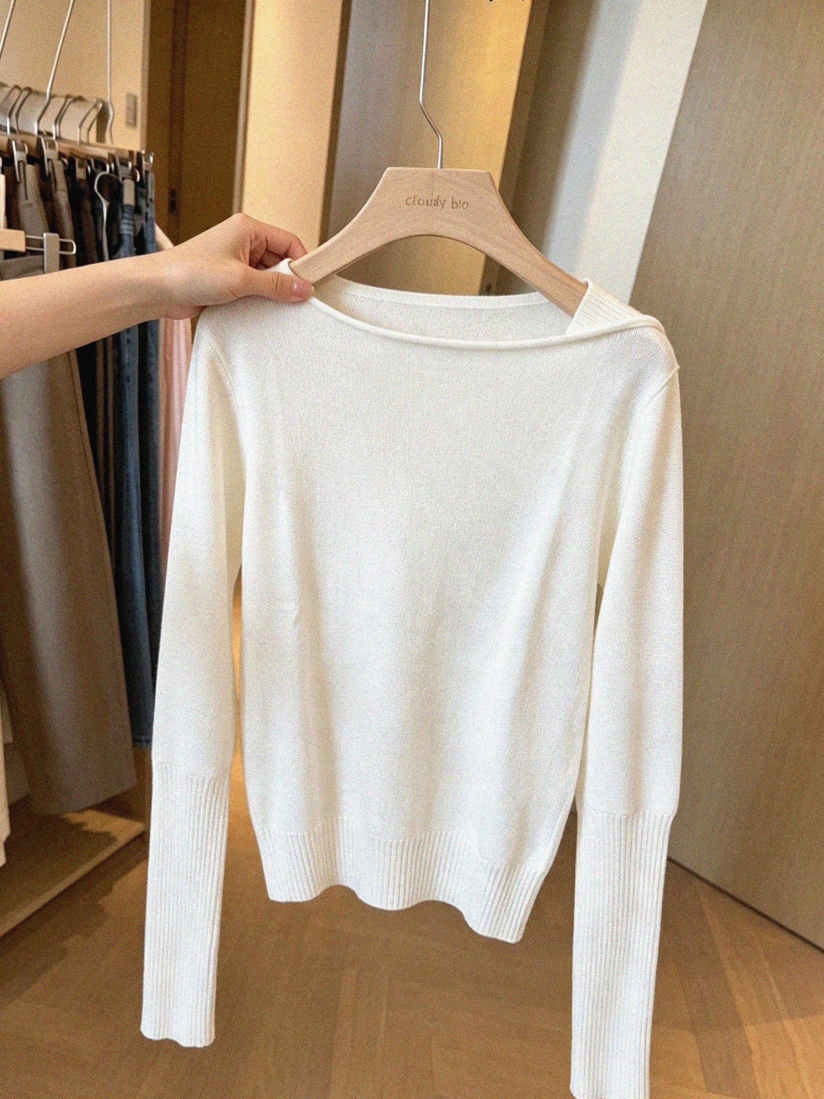Women's One Size Off Shoulder Knit Sweater Top in White - Image 2