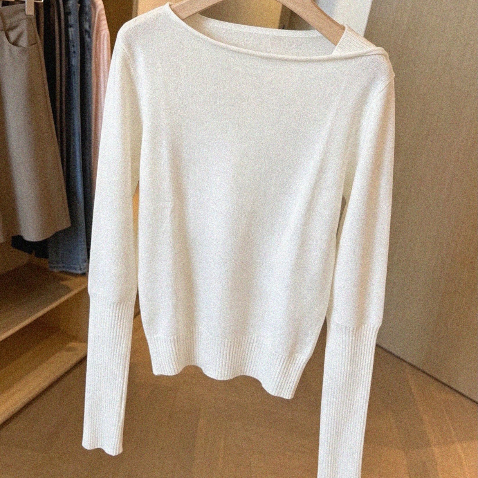 Women's One Size Off Shoulder Knit Sweater Top in White - Image 5
