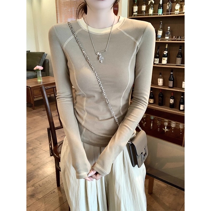 Women's Slim Fit Long Sleeve Base Layer Top 2026 Autumn Winter Korean Style