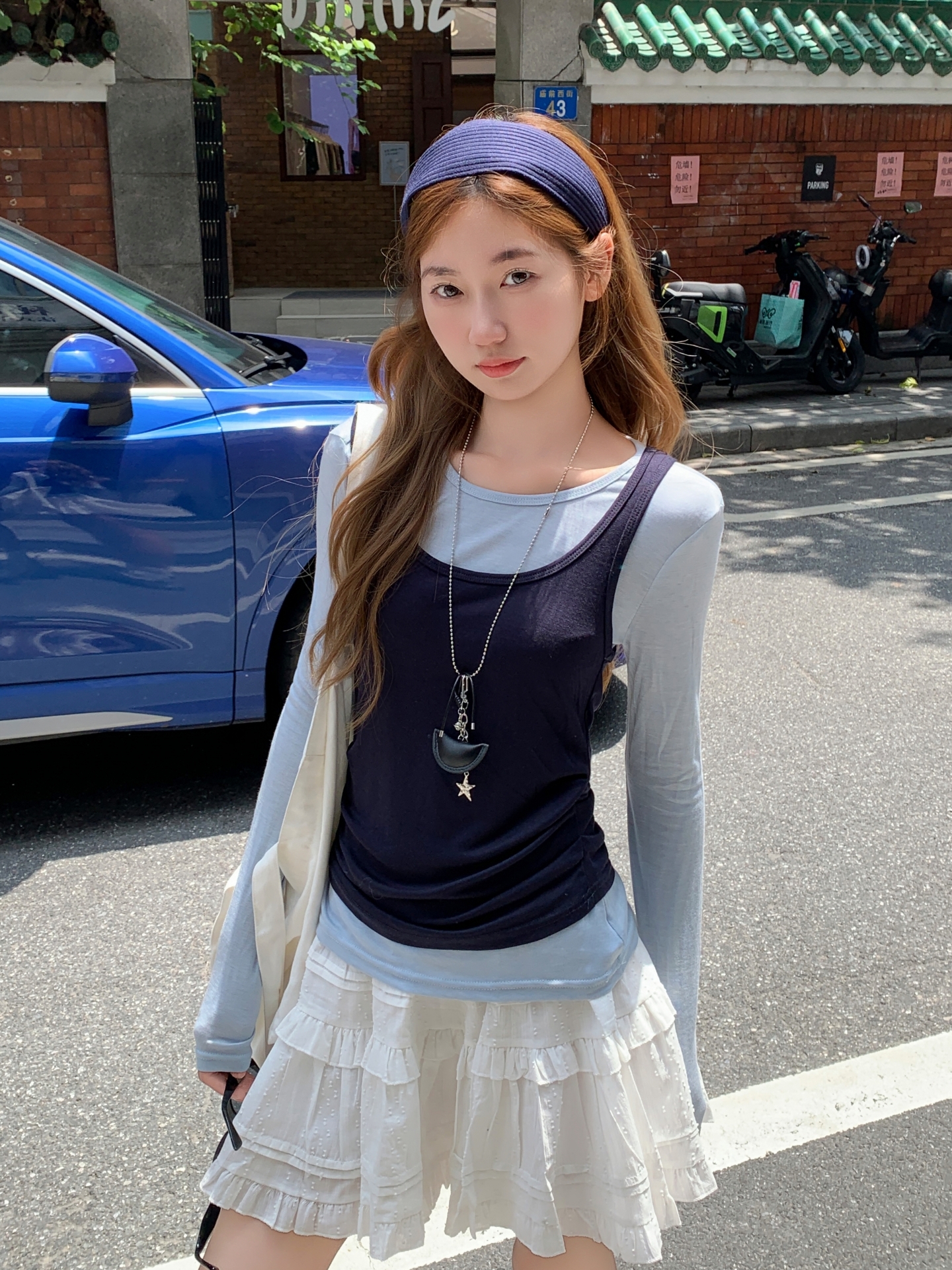 Women's Faux Two-Piece Long Sleeve T-Shirt 2026 Fall Color Block Slim Fit Cropped Base Layer Top - Image 4